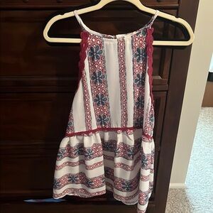 Entro Red and Blue Patterned Tank Top